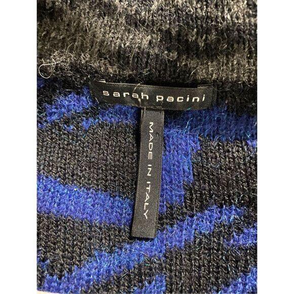XL, designer, Sarah Pacini sweater, made in Italy in blue, gray and black. - Picture 6 of 7